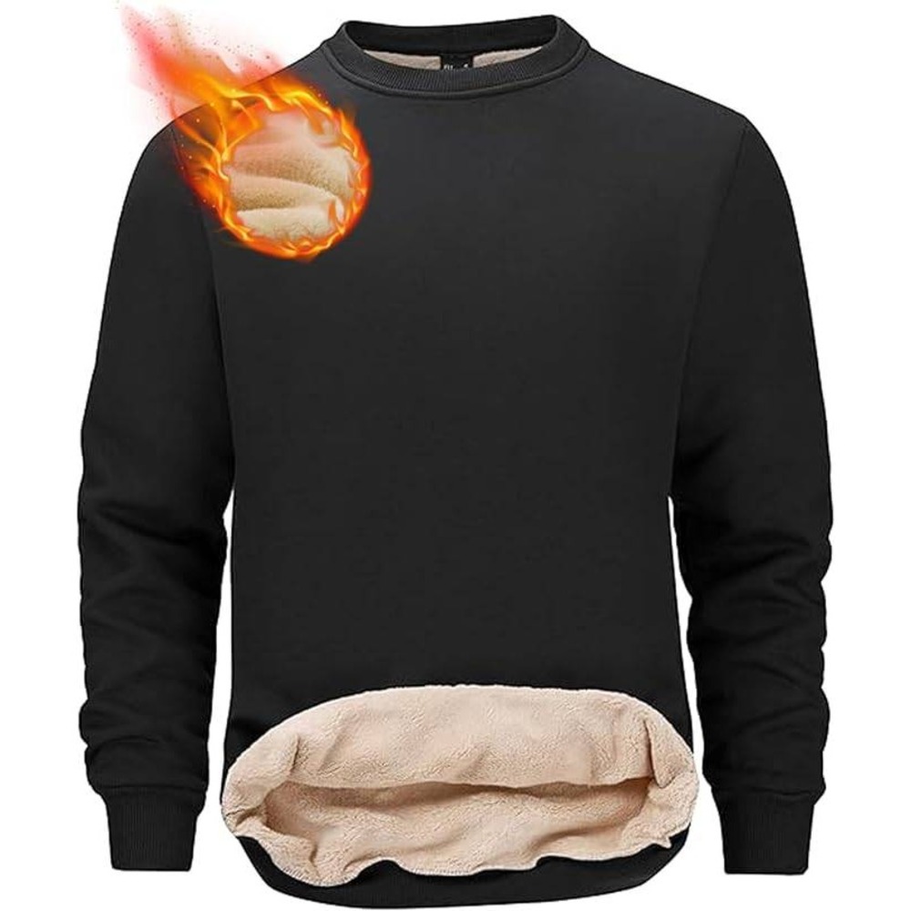 MSRP $43 Tansozer Men's 3XL Fleece Crewneck Sweatshirt Warm Sherpa Lined Thick